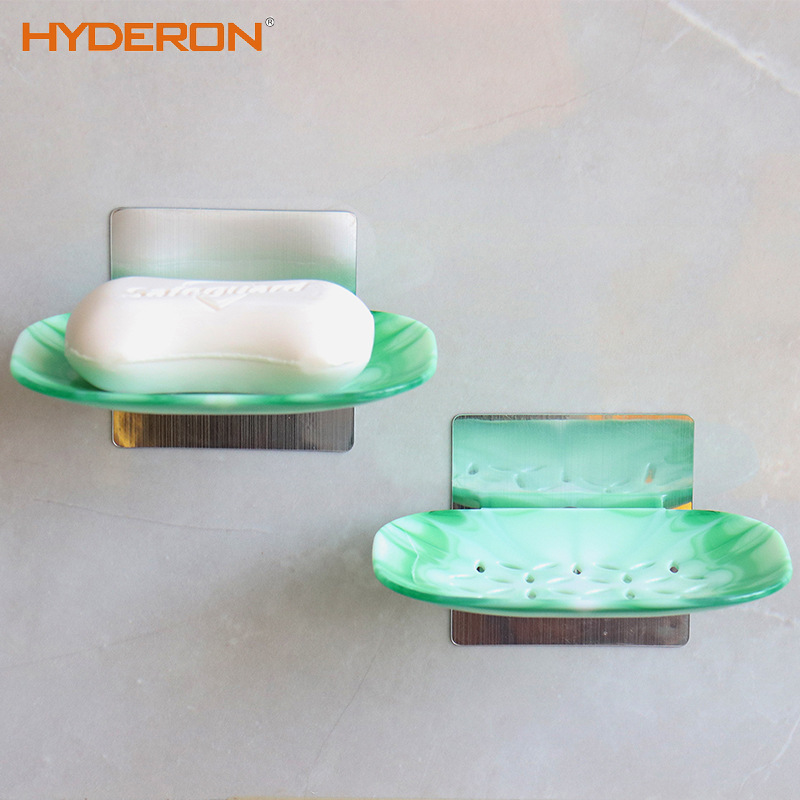 Punch-Free Suction Cup Portable Wall-Mounted Marbling Oval Soap Holder Soap Holder Drain Wholesale