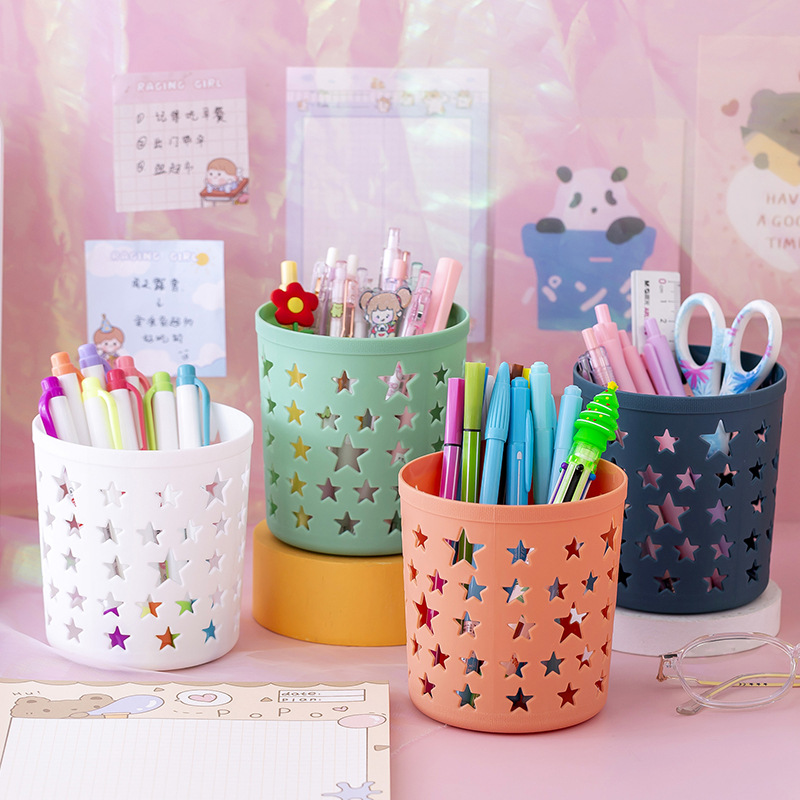 creative cute xingx pen holder female ins student desktop multi-functional children stationery storage box pencil case large capacity t