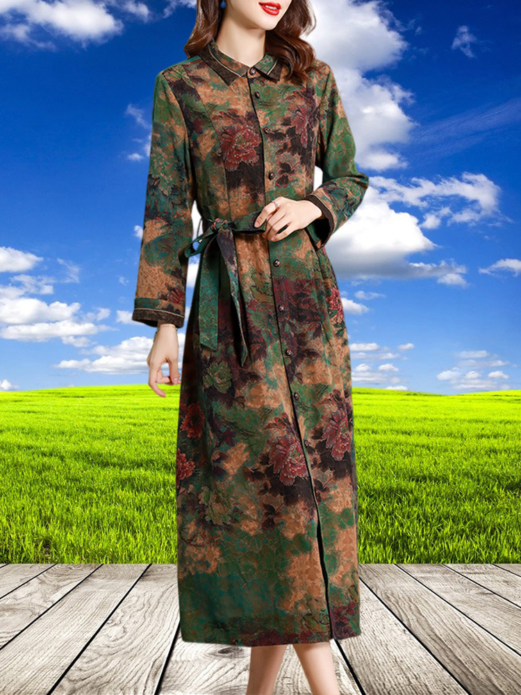 清仓捡漏正宗香云纱真丝连衣裙女春季妈妈气质高档桑蚕丝中长裙子