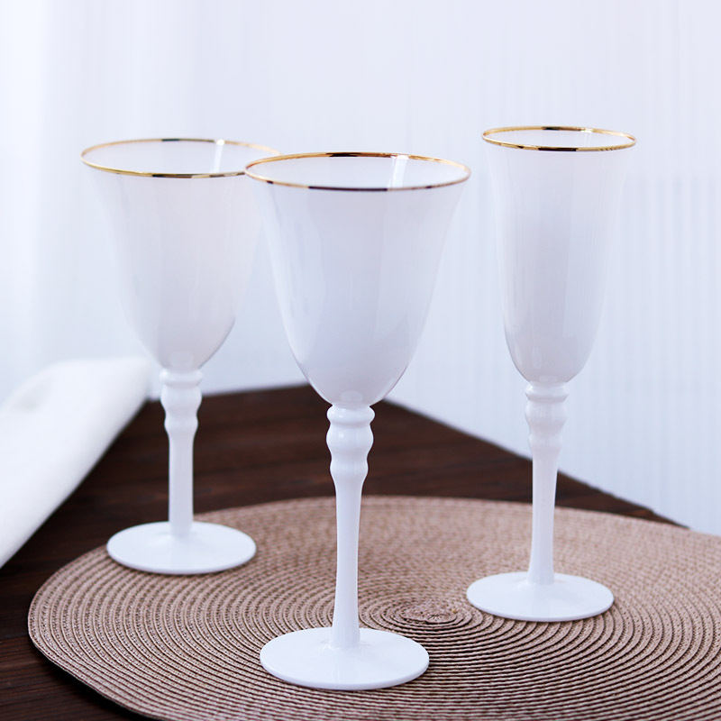 Creative White Wine Glass Golden Edge Wine Glass Champagne Glass Model Room Wine Set Soft Outfit Decoration Glass Cup