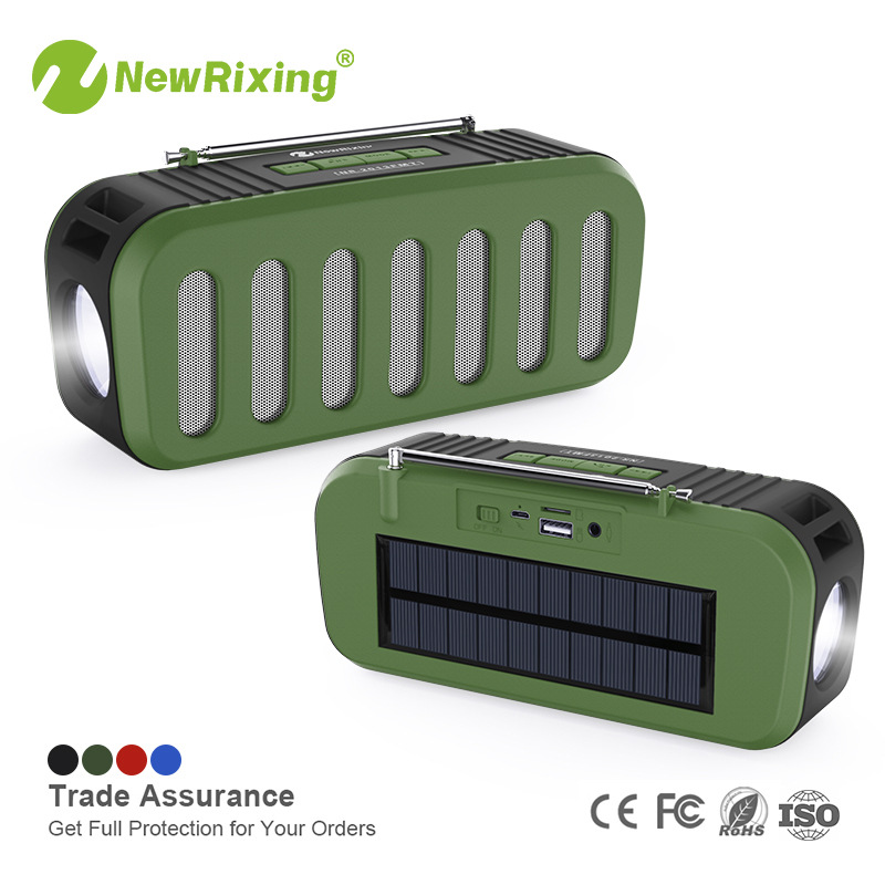 NR-2013fmt Solar Bluetooth Audio Outdoor Flashlight FM Radio Multi-Function Charging Speaker Light