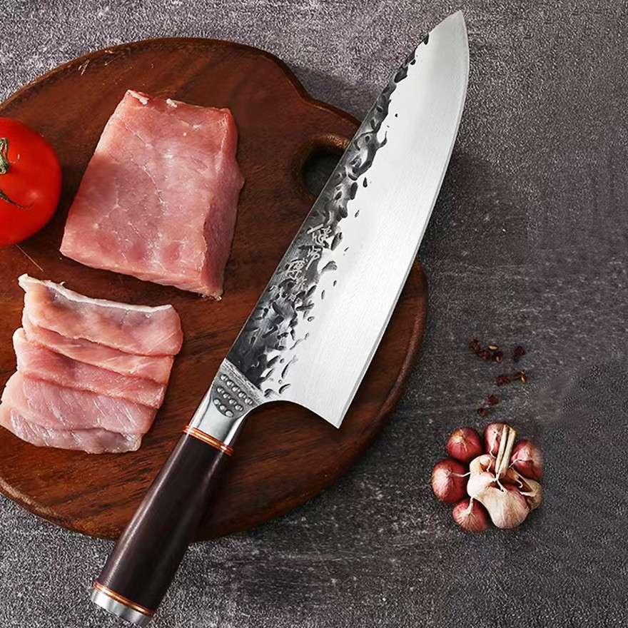 手工锻打不锈钢厨师专用切菜刀切片切肉刀具家用生鱼批发锋利刀具