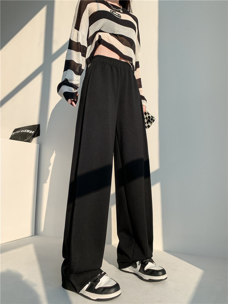 Air Layer Sickle Wide-Leg Pants Women's New Loose Slimming Casual Pants High Waist Elastic Mop Trousers