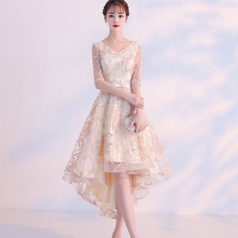 小晚礼服女简单大方宴会优雅气质名媛中长款连衣裙平时可穿夏