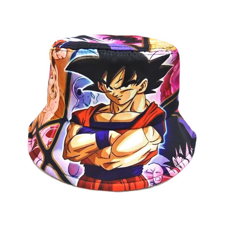 Cross-Border Cartoon Animation Dragon Ball Printing Bucket Hat Japanese Wukong Bucket Hat Men's and Women's Outdoor Sun Protection Sun Hat