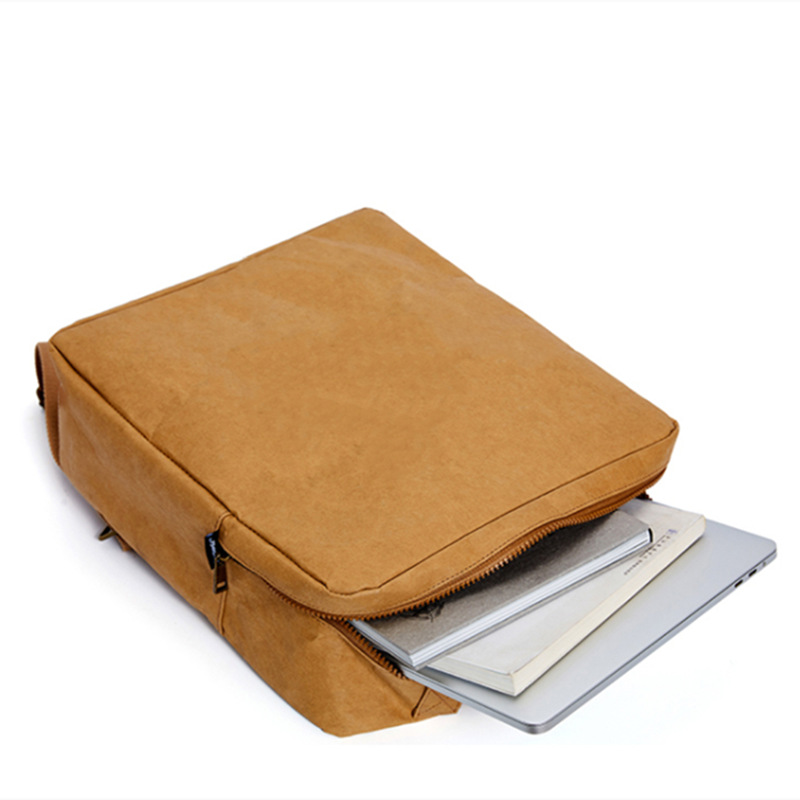 2021新款杜邦纸书包便携牛皮纸拉链双肩包复古休闲斜挎包竖款背包