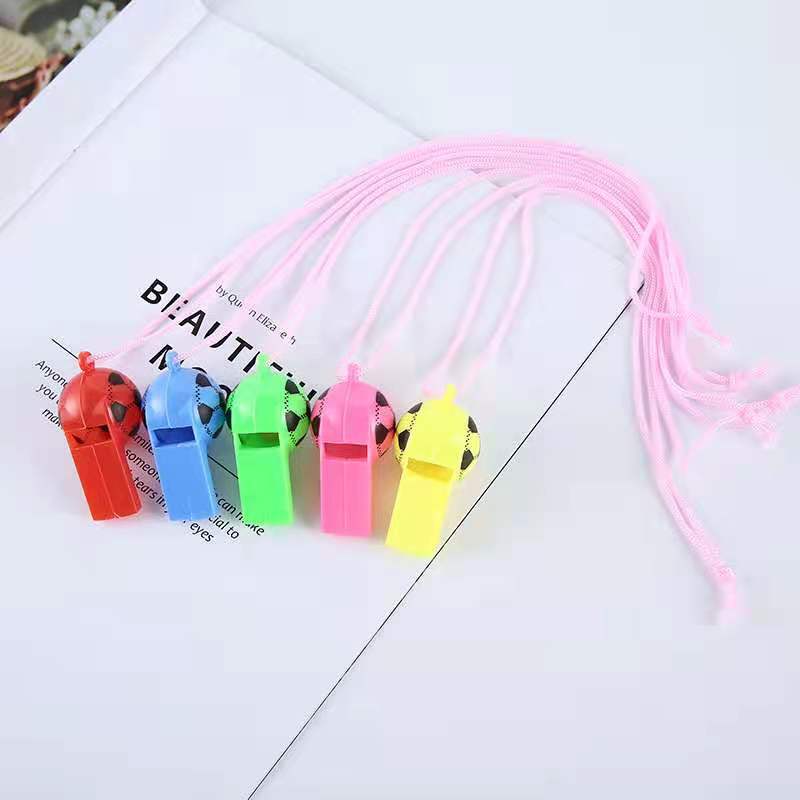 sporting goods wholesale children‘s plastic football whistle world cup football referee whistle send rope