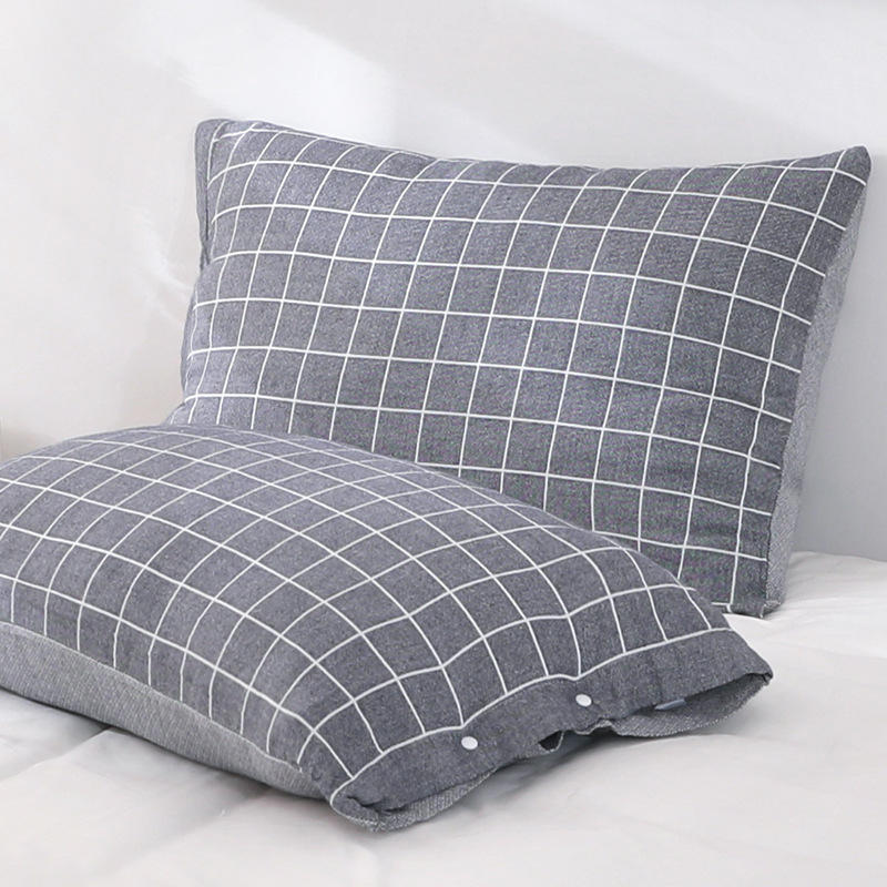 纯棉格子枕套一对装全棉枕头套大小号家用枕皮枕头皮单人枕套