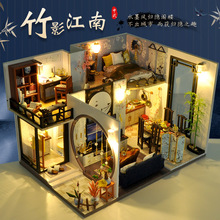 中国风小屋别墅手工制作房子模型古风建筑拼装创意生日礼物女