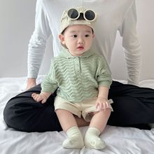韩版婴儿衣服夏季男女宝宝镂空针织短袖上衣薄款新生儿T恤夏天潮