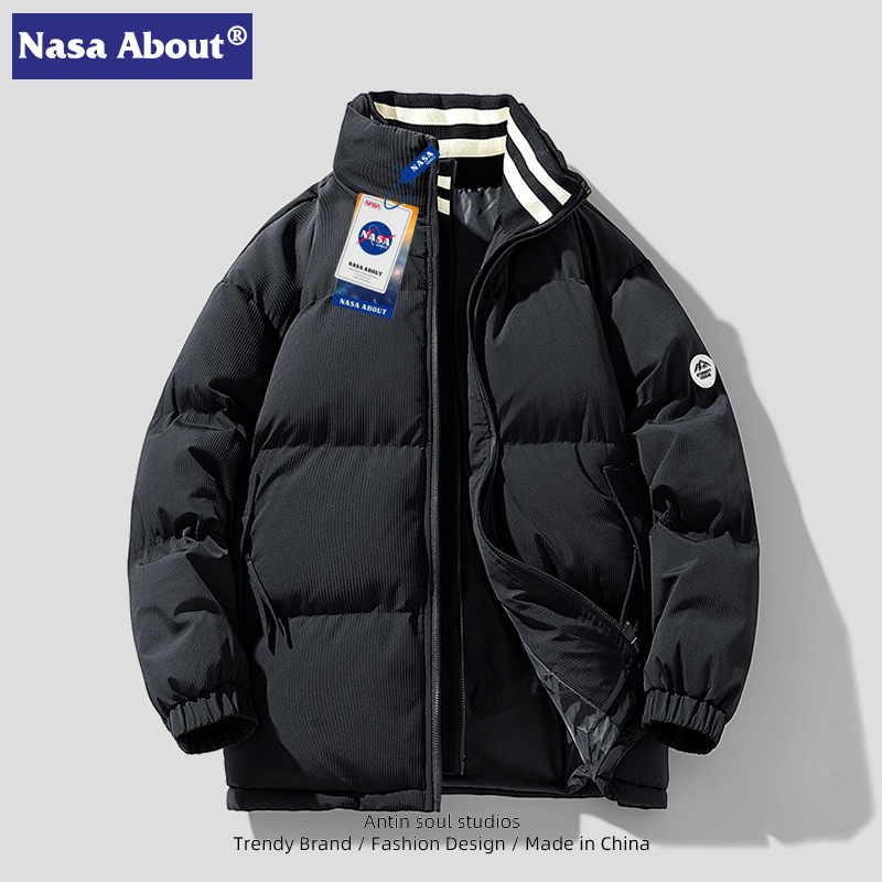 Nasa Houndstooth down Cotton-Padded Jacket Men's Winter Tide Berber Fleece Coat Cotton-Padded Jacket Couple's Winter Clothing Cotton Coat Fashion