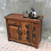 老船木茶水柜小茶几储物架中式实木饮水桶泡茶车电磁炉餐边柜家具
