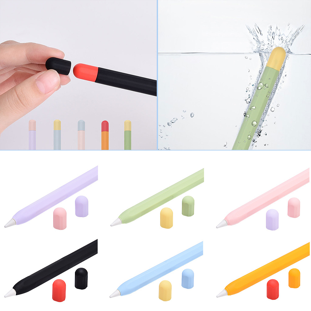 适用苹果apple pencil2代手写电容笔套撞色软硅胶套防滑笔套工厂