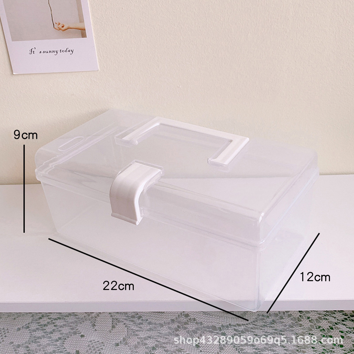 大号手提透明口罩收纳盒宿舍防尘整理盒便携,多功能大容量收纳盒