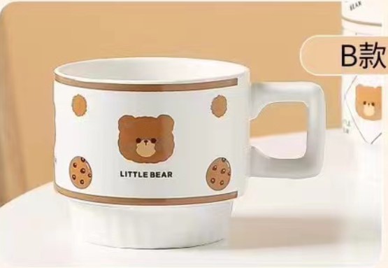 Home Breakfast Ceramic Mug Simple Japanese Water Cup Cute Bear Stacked Cup Children Cartoon Cup Wholesale