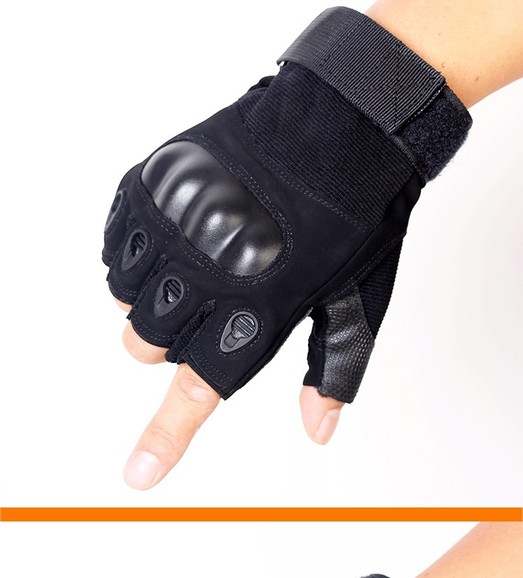 批发o记手套黑鹰战术手套防磨半指手套男户外运动超纤摩托车手套