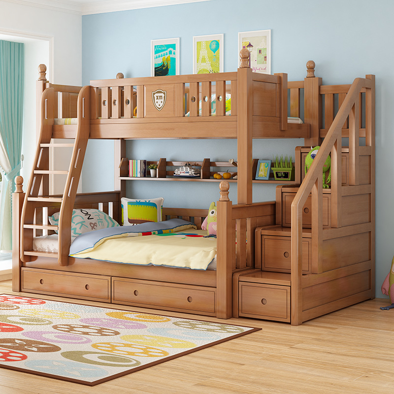 实木床儿童床上下床子母床大人成年母子两层高低床双层上下铺木床