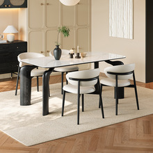 包邮大象腿餐桌原木黑色复古风实木岩板餐桌家用长方形桌子小户型