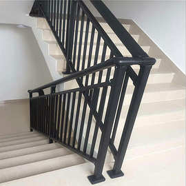厂家供应锌钢组装楼梯 黑色楼梯转角扶手组装阳台护窗栏杆