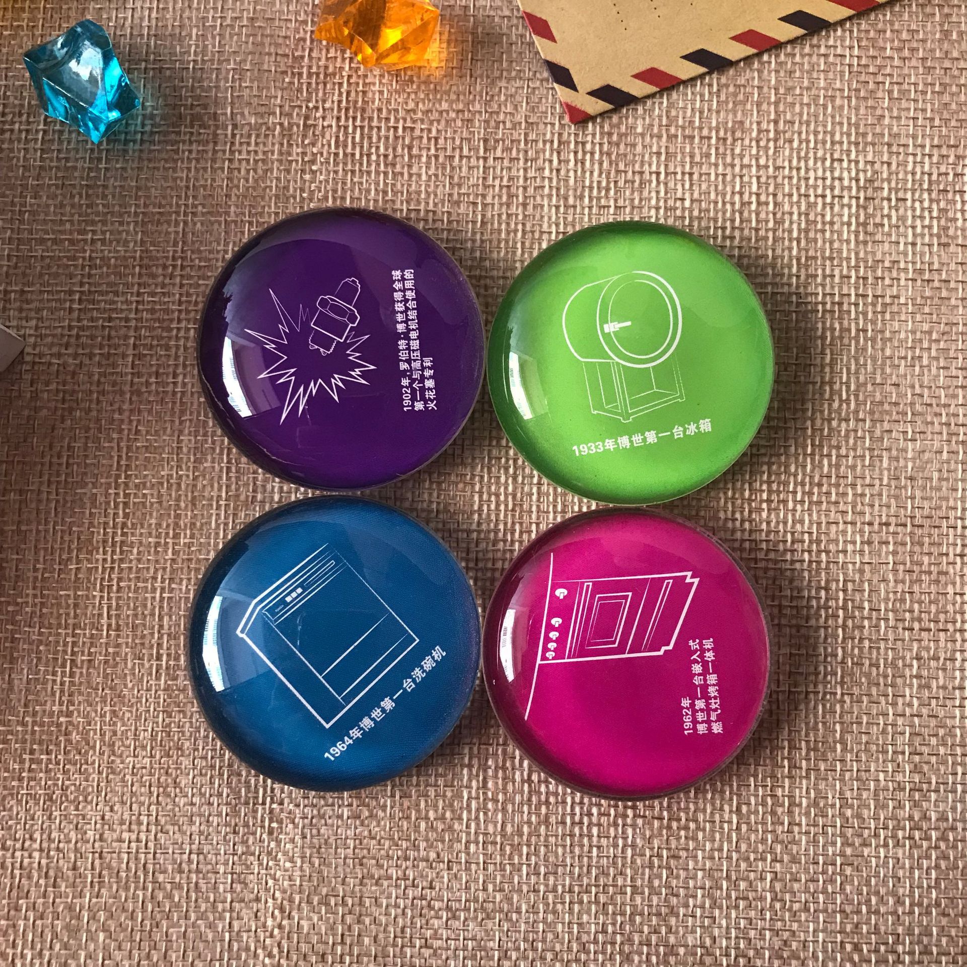 圆形玻璃冰箱贴 磁石水晶冰箱贴 旅游纪念小礼品,广告促销礼品