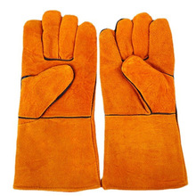 黄牛皮长电焊手套 双层加厚 隔热防热焊工手套 电焊工手套