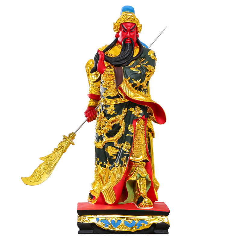 厂家批发九龙关公神像家居摆件横刀关公关羽工艺品摆件12寸16寸19