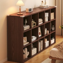 胡桃木色实木书架落地自由组合客厅柜子储物柜家用格子书柜八格柜