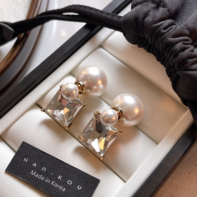 one style for dual-wear super shiny crystal earrings s925 sterling silver needle light luxury minority high-grade s home pearl earrings for women