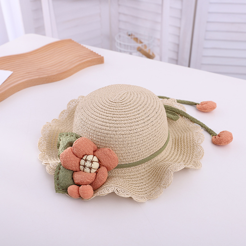 Parent-Child Children Travel Set Bag Straw Hat Large Flower Sun-Shade Beach Hat Girl Sun Protection Little Girl Seaside