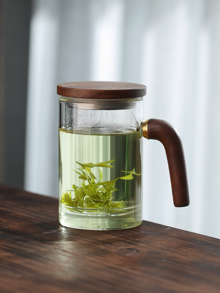 高档玻璃杯子茶水分离喝茶泡茶杯男士个人专用绿茶办公室水杯带把
