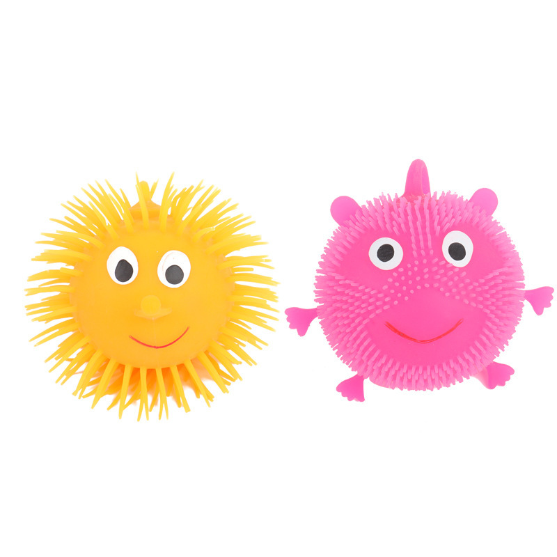 Flash Hairy Ball 20G Luminous Hedgehog with Rope Bird Pig Chicken Clown Ball Stall Night Market Hot Sale Factory Wholesale