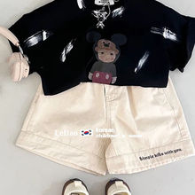 跨境韩范儿童套装男童夏装2024新款帅气酷潮黑色短袖T恤休闲时髦