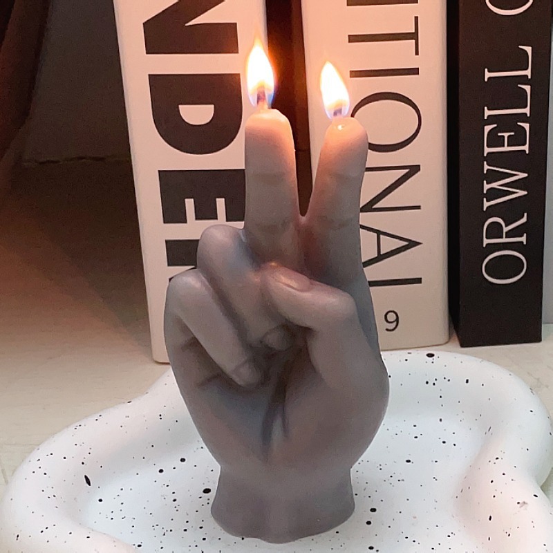 Finger Shape Victory Gesture Candle Foreign Trade Wholesale Creative Funny Biye Scissors Hand Aromatherapy Candle