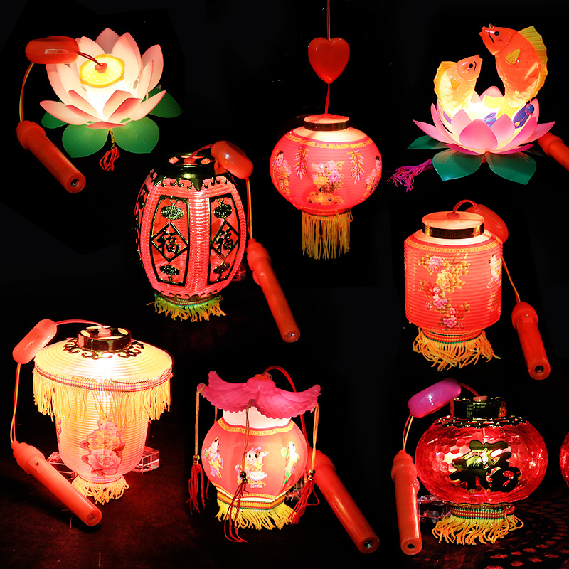 New Year Gift Portable Lamp Luminous Toy Music Antique Stall Night Market GD Festive Spring Festival Lantern Wholesale