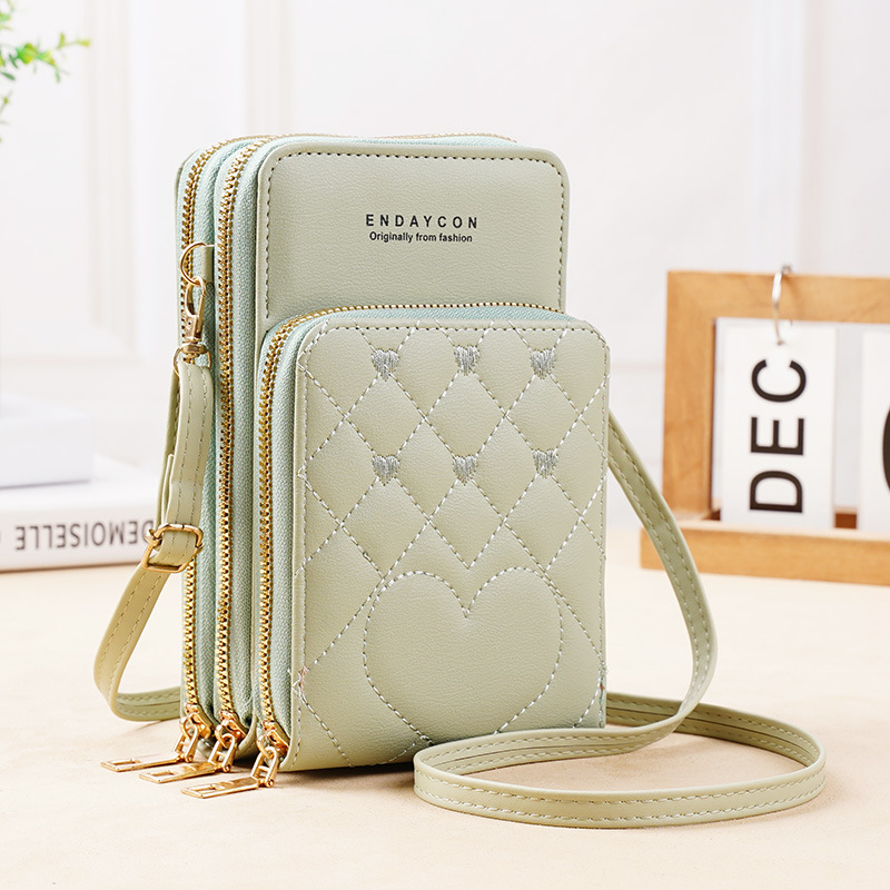 Products in Stock New Large Capacity Multi-Functional Fashion Simple Shoulder Small Bag Crossbody Three-Layer Zipper Mobile Phone Bag Women's Bag