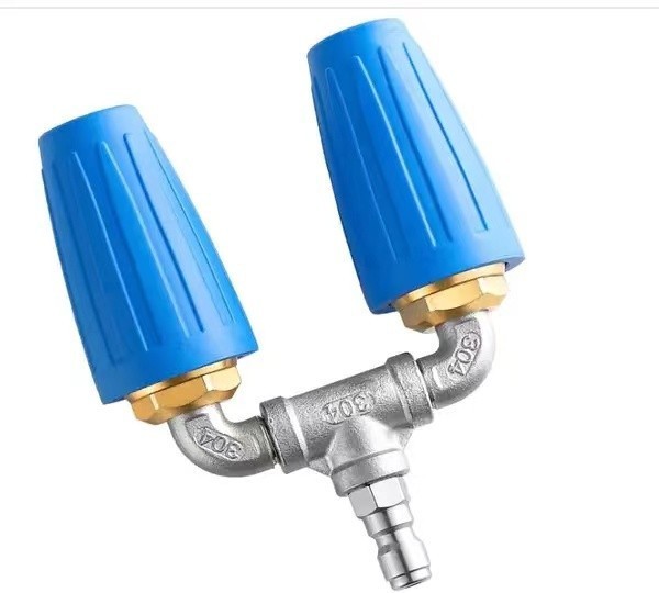 高压水枪旋转喷头红色铝合金搭三通不锈钢水管接头TIP1/4 4000PSI