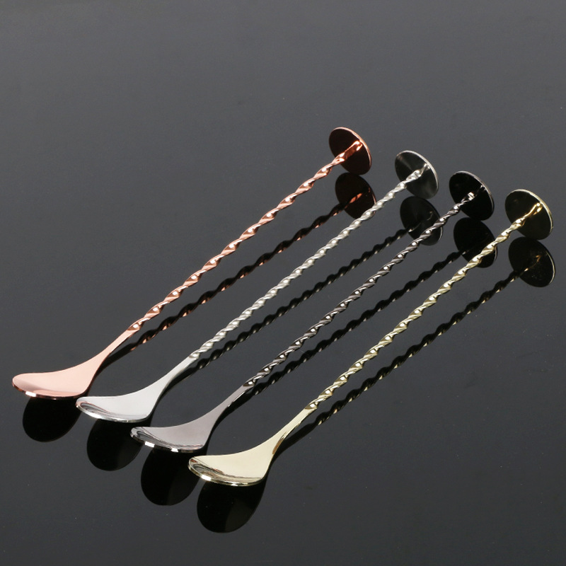 美式活塞式吧勺 吧匙调酒勺 鸡尾酒搅拌棒搅拌勺碎棒 调酒师工具