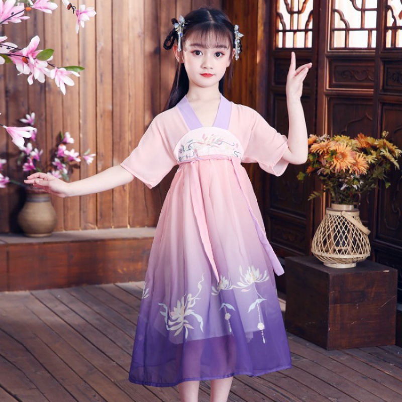 汉服儿童女古装童装夏季高端套装国风小学生新款中国头饰帅气改良