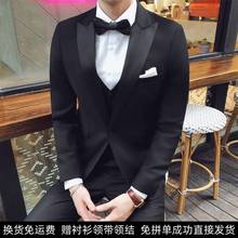 新郎西服三件套男士演出晚礼服伴郎西服套装英伦西装结婚西装全套