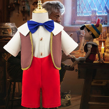 亚马逊爆品男童背带裤三件套匹诺曹同款小礼服套装舞台表演演出服