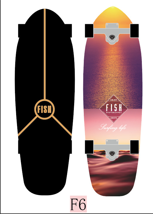 Big Fish Board Skateboard Beginner Professional Board Adult Children Walking Brush Street Small Fish Board Four-Wheel Road Scooter