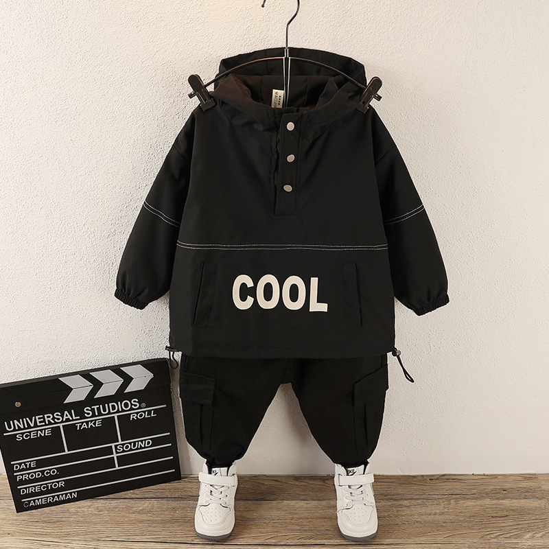 童装男童套装洋气宝宝防风外套潮流韩版光面冲锋衣套挂拍hw22014