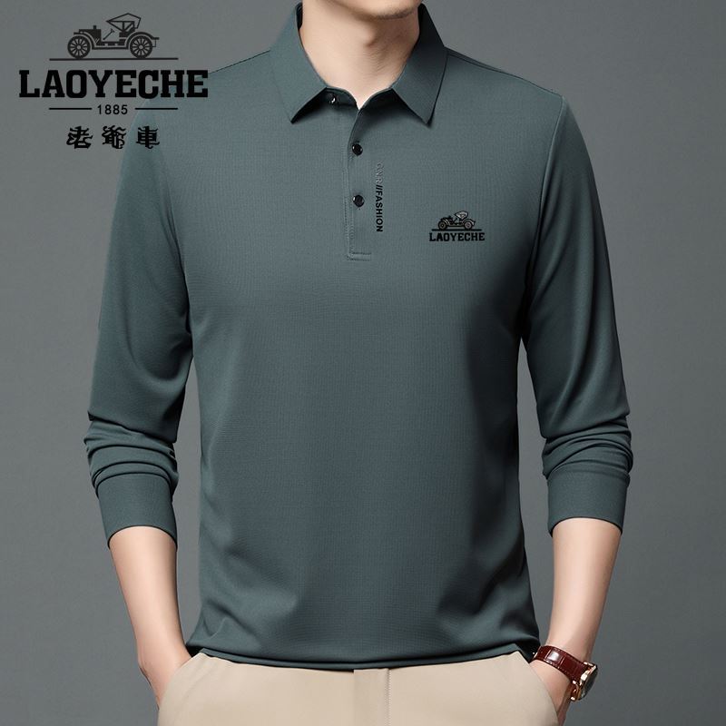 老爷车男装官方旗舰店同款2024春季新款翻领长袖t恤宽松衬衫领pol