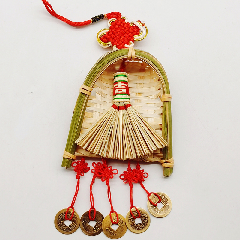 Dragon Boat Festival Flower Bonsai Pendant Five Emperors Copper Coins Wind Chimes Broom Dustpan Pendant Moving into the New House Door Handle Hanging