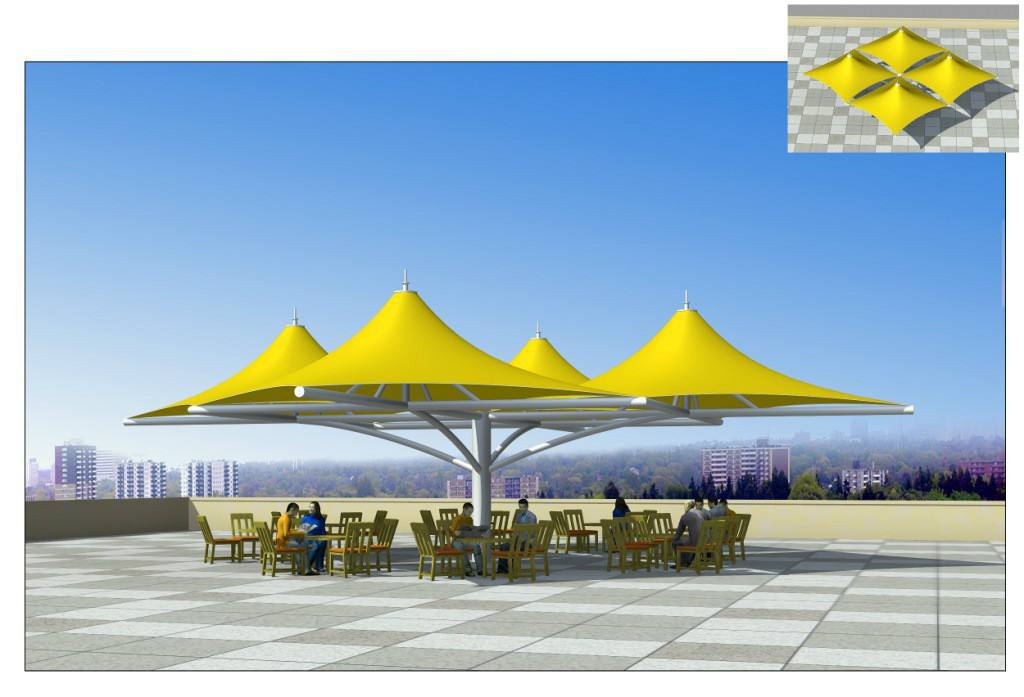 新款公园广场膜结构景观棚 商业区休息区张拉膜室外遮阳棚