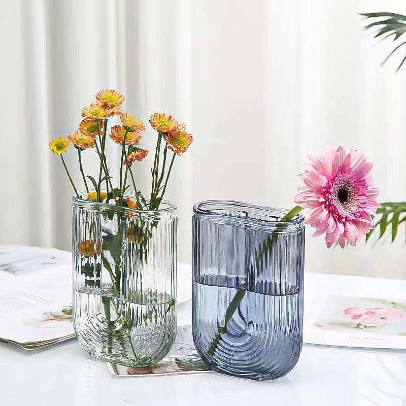 Modern Minimalist U-Shaped Glass Vase Creative Decoration Flower Arrangement Dried Flower Vase Hydroponic Flowers Decoration