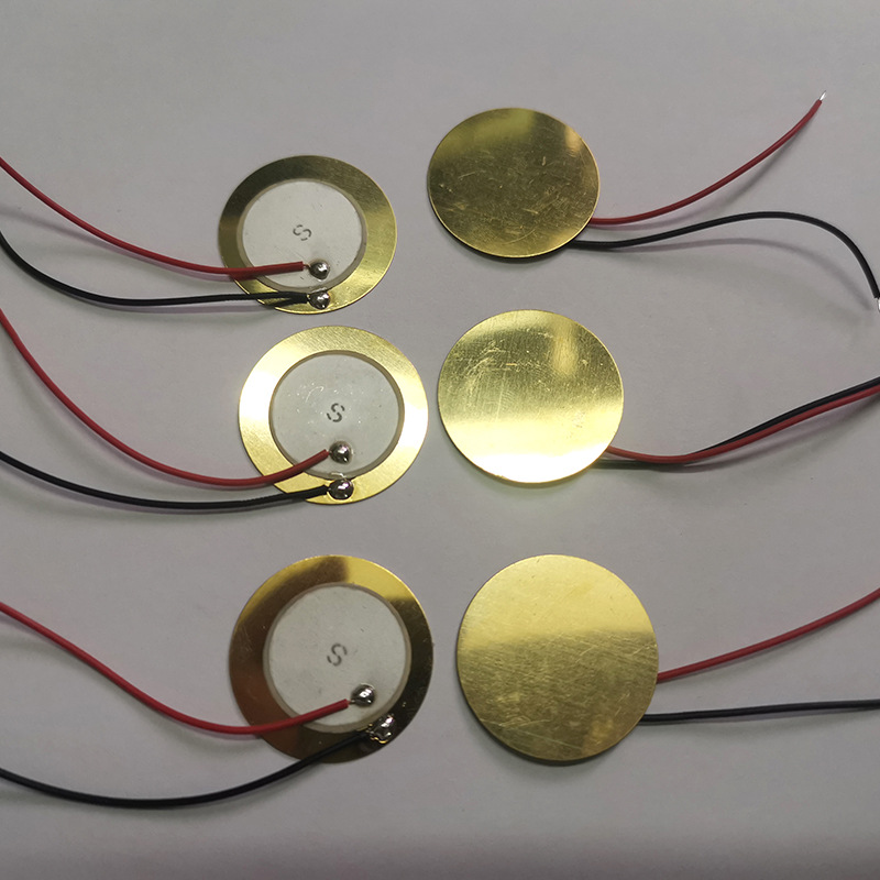 直径27mm铜片焊线蜂鸣片  压电式带线蜂鸣片