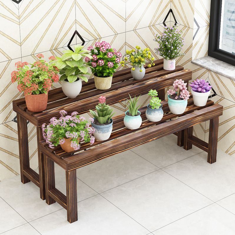 阳台花架子炭化室外花架防腐木盆栽庭院单层花箱墙架户型工艺搁板