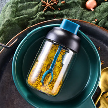 厨房北欧风调料罐密封防潮勺盖一体烧烤刷油玻璃调料瓶调料置物架