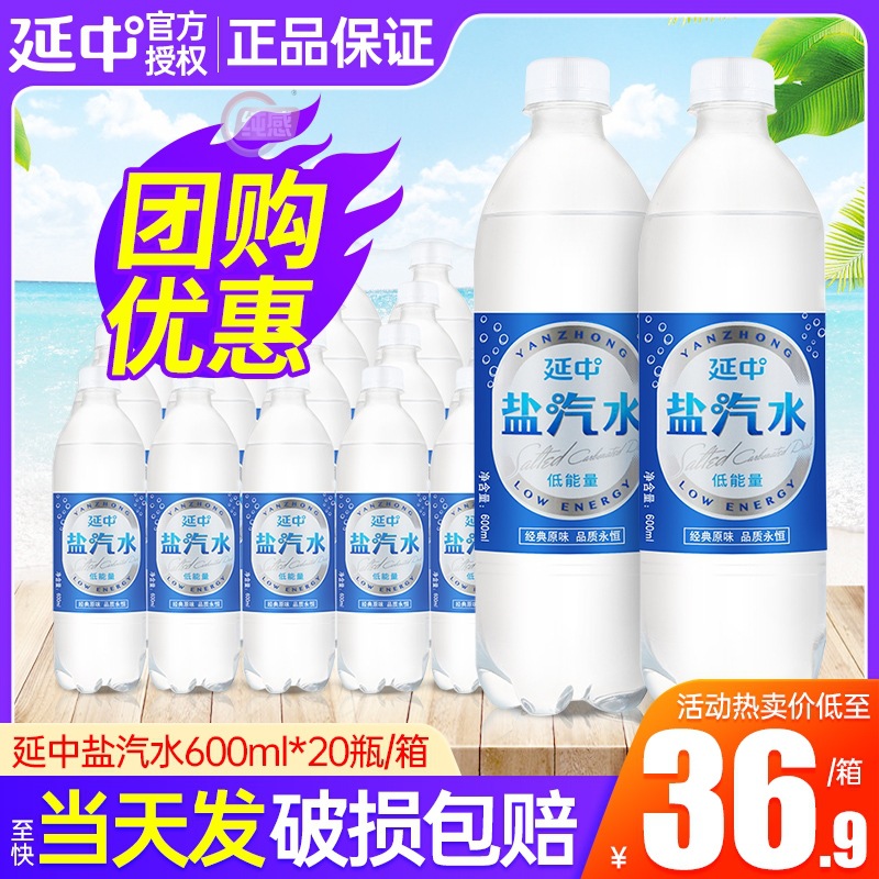 延中盐汽水600ml*20瓶整箱团购 防暑降温上海老汽水 江浙沪皖包邮
